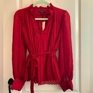 Banana Republic Factory chiffon pleated blouse (red, XS) — never worn